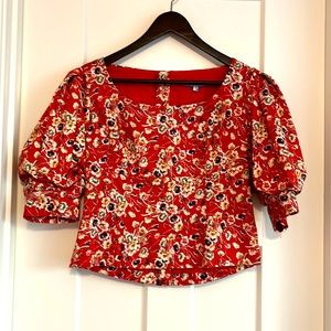 EUC Antonio Melani matching set Size 4 Red Floral Pattern